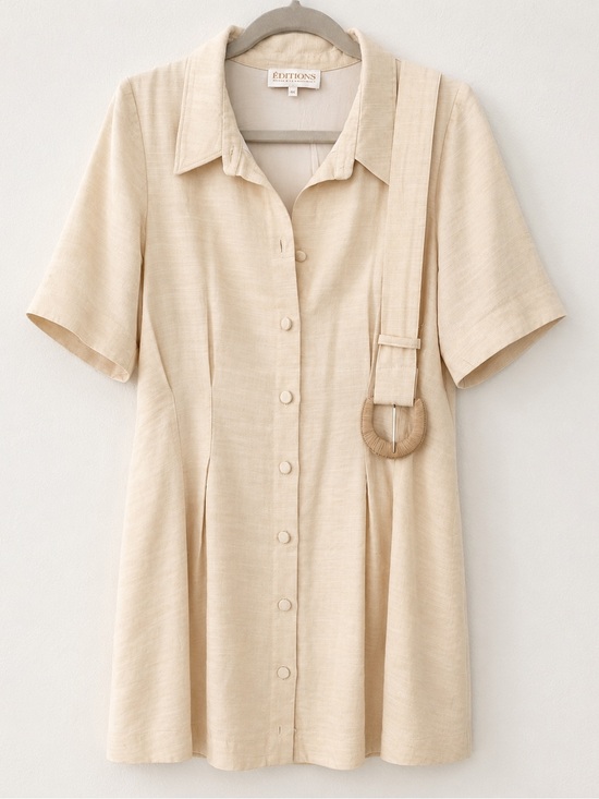 Sezane Dresses & Skirts - ÉDITIONS Sézane Cream Belted Shirt Dress Size 44